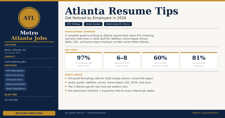 Atlanta resume tips infographic with advice for getting noticed by Metro Atlanta employers